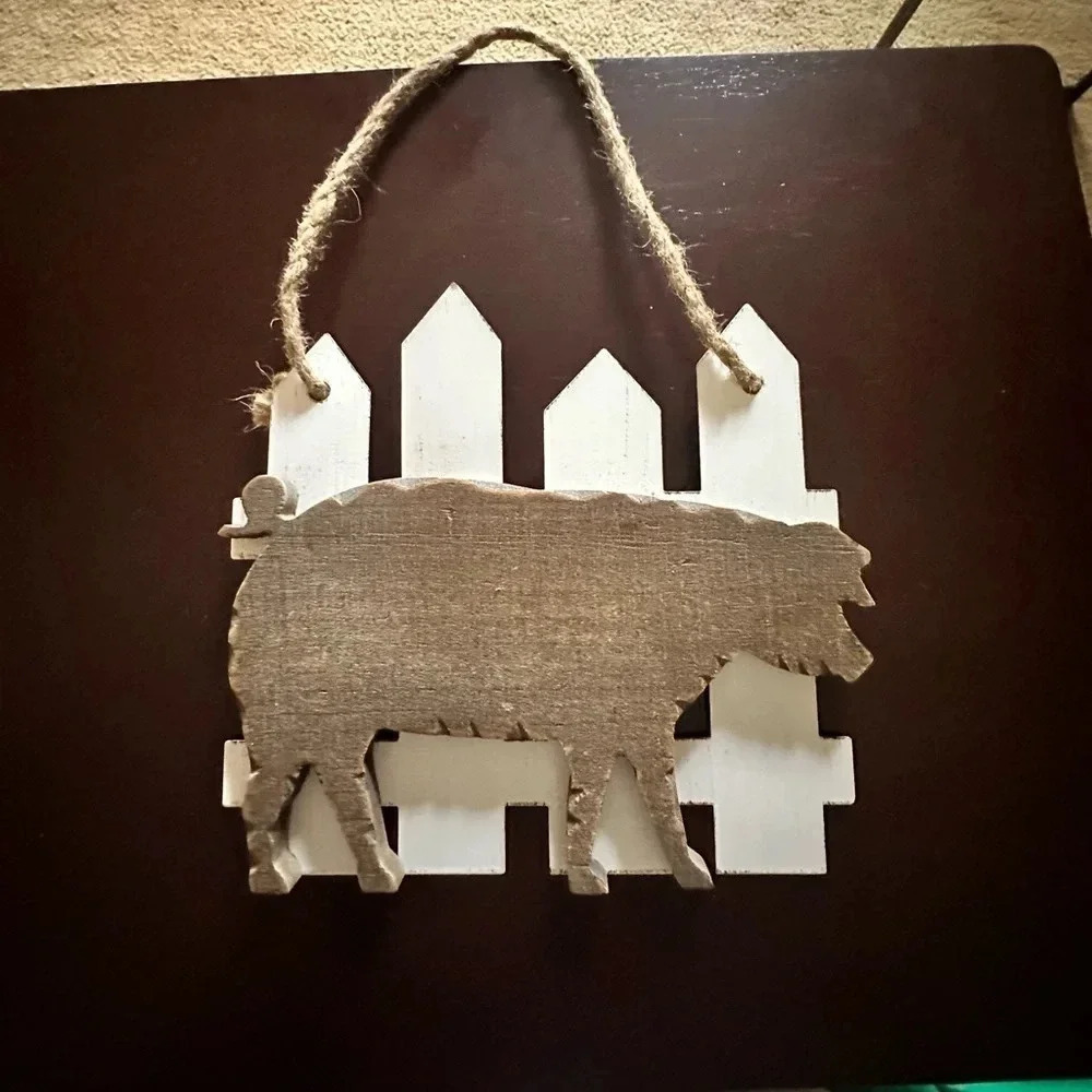 Hanging Wooden Pig Sign